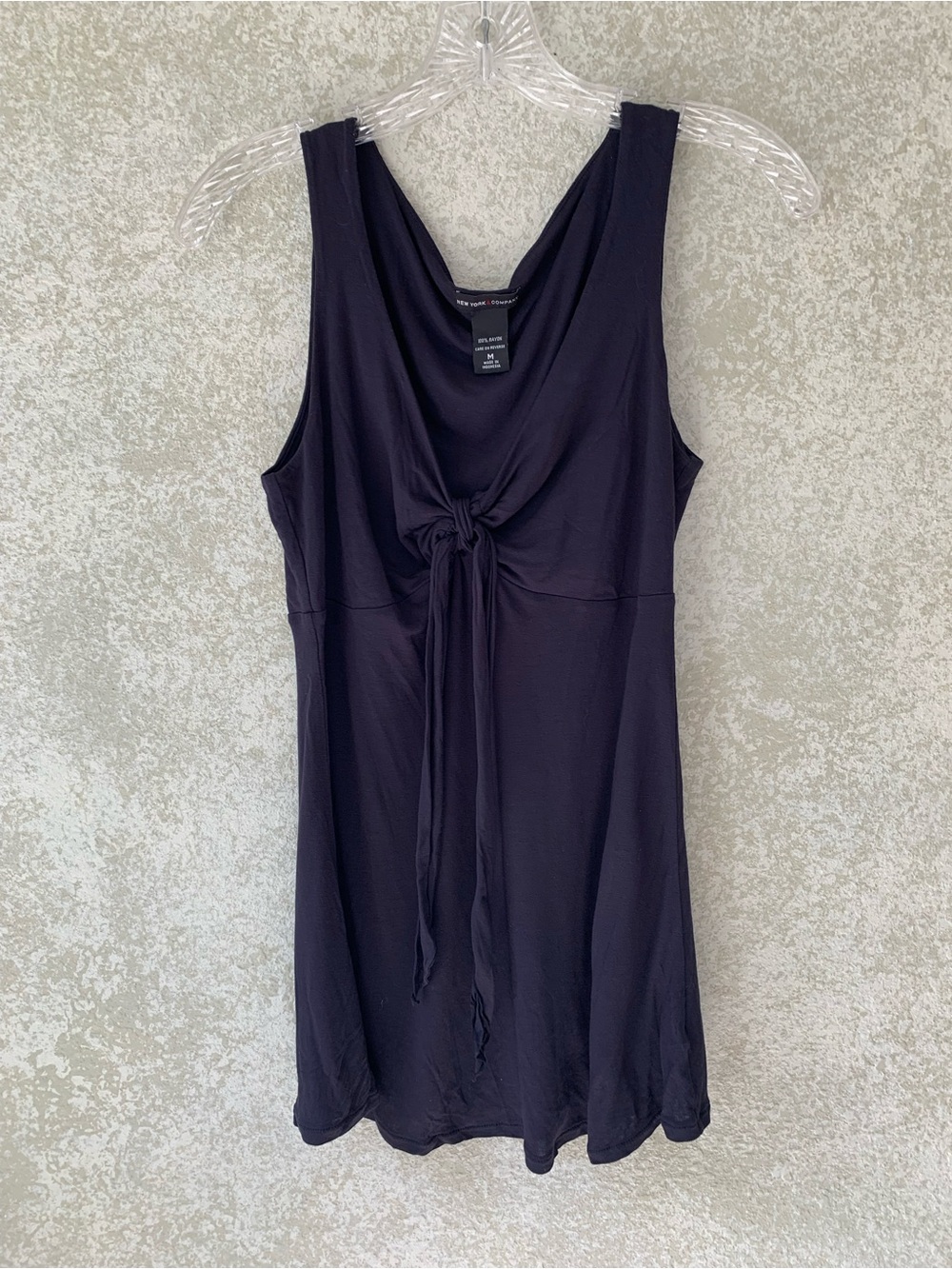 New York & Company Black Knot-Front Chemise Medium Layer Girly Office